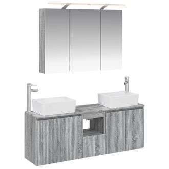 vidaXL Juego De Muebles De Ba&ntilde;o 4 Pcs Sonoma Gris Madera De Ingenier&iacute;a Vidaxl