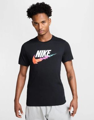 Nike Mens Nike Futura Multi Colour Tick T-Shirt Black - Size: 40