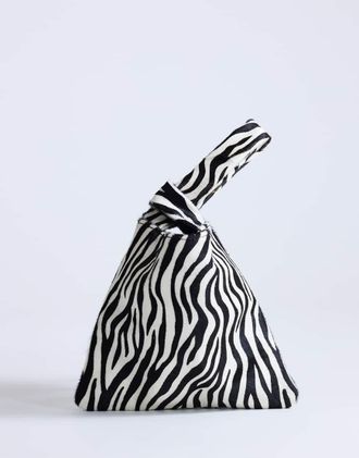 Topshop Gracie - Borsa a mano in pelle cavallino zebrata-Nero