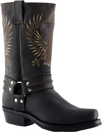 Grinders Mens Bald Eagle Brown Leather Slip On Square Toe Cowboy Western Boots 8