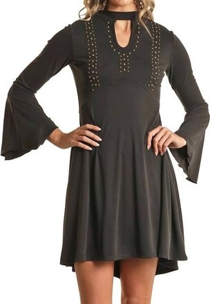 Panhandle Bell Sleeve Mini Dress In Black