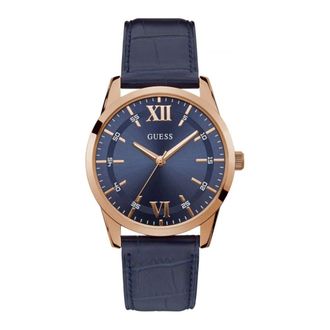Guess Theo Horlogeband van Leer - Heren - Accessoires - Blauw - Maat: ONE Size Leer