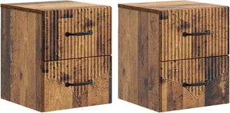 vidaXL Mesita De Noche De Pared 2 Uds. Madera Envejecida Vidaxl