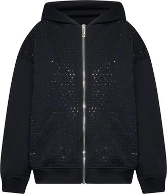 John Richmond Hooded Sweatshirt met Glanzende Details - Dames - Vesten met rits - Zwart - L - Hoodies & sweatvesten