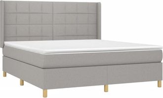 vidaXL Vidaxl - Cama Box Spring Colch&oacute;n Y Luces Led Tela Gris Claro 160x200 Cm