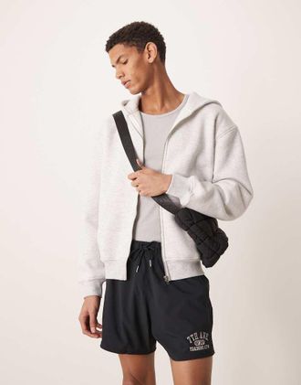 Abercrombie & Fitch YPB Work Gym - Pantaloncini neri con grafica-Nero