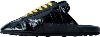 Marni Lederen Mules met Veters - Dames - Slip ons - Zwart - 36 EU - Leer - Schoenen