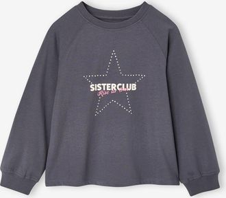 Vertbaudet M&auml;dchen Langarmshirt mit Stern-Motiv aus Nieten tinte