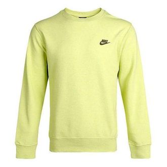 Nike Sportswear Logo Embroidered Sports Round Neck Pullover Green DA0684-352