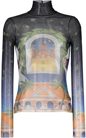 Casablanca Maison DEte print mesh top - men - Polyamide - L - Black