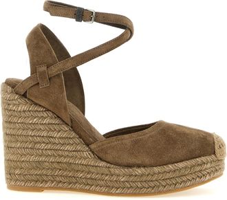 Brunello Cucinelli Brown Calfskin Wedge Womens Sandals