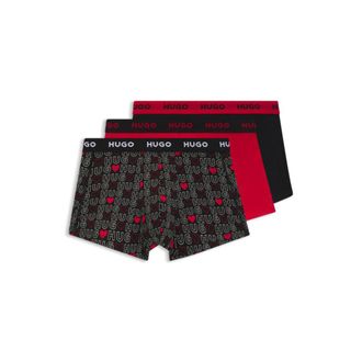HUGO BOSS Three-pack of stretch-cotton trunks with logo waistband