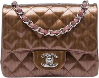 Chanel Pre-owned Quilted Patent Leather Flap Bag - Dames - Pre-owned - Bruin - Maat: ONE Size Leer