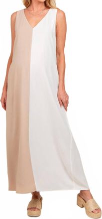 Sugarlips Color Block Shift Maxi Dress In Oatmeal/white