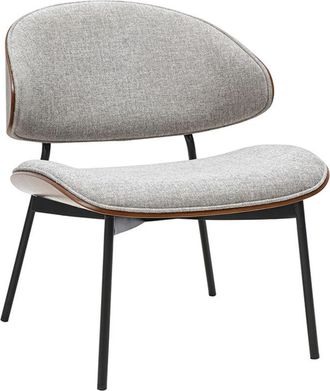 Miliboo Sill&oacute;n De Tela Efecto Terciopelo Texturizado Gris, Madera Oscura Y Metal Negro Fabulo