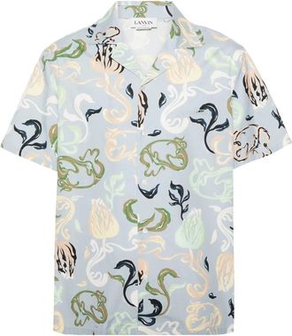 Lanvin Abstract-print katoenen overhemd - Heren - Korte mouwen Overhemden - Veelkleurig - L - Katoen - Overhemden