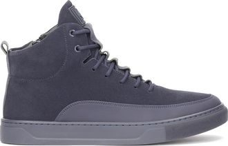 Kazar Donkerblauwe herensneakers met rits en veters - Heren - Sneakers - Blauw - 41 EU - Leer - Schoenen