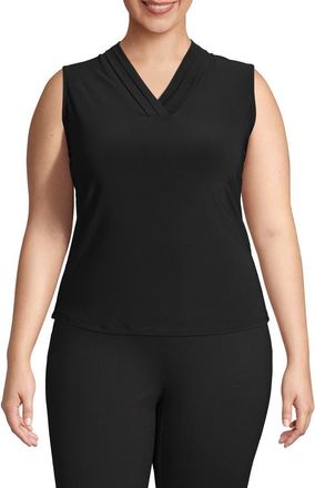 Anne Klein Triple Pleat Sleeveless Top in Black at Nordstrom, Size 0X
