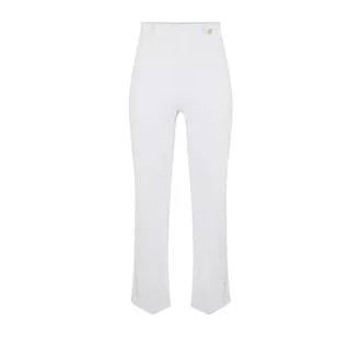 Elisabetta Franchi Broeken, Dames, Wit, M, Polyester, Double Crepe Stretch Broek