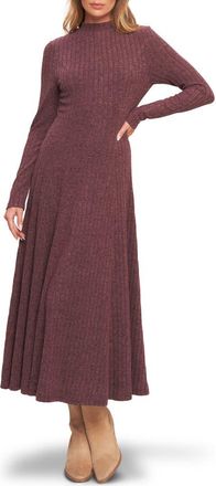 Flying Tomato Ribbed Midi Dress in Wine at Nordstrom Rack, Size Medium