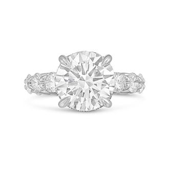 Diana M. Jewels 14kt white gold lab grown 4ct Lab Grown Round Diamond Halo Ring with Diamond Accents