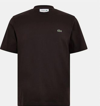 Lacoste Mens Crocodile Logo Print Crew Neck Short Sleeve T-Shirt - Black - Size: 44