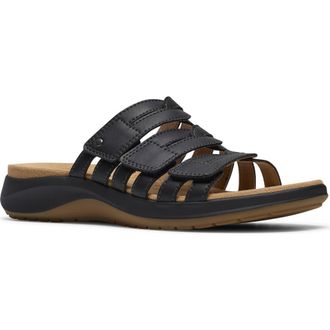 Clarks Maelynn Abby Sandal - Wide Width Available in Black Leather at Nordstrom Rack, Size 5.5