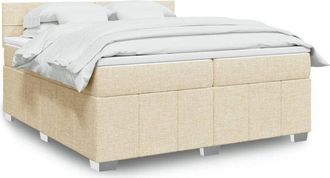 vidaXL Vidaxl - Cama Box Spring Con Colch&oacute;n Tela Color Crema 200x200 Cm