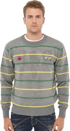 Dsquared2 Grey Stripes Logo Sweater