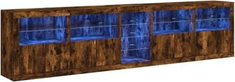 vidaXL Sideboard with led Lights Smoked Oak 283x37x67 cm Vidaxl