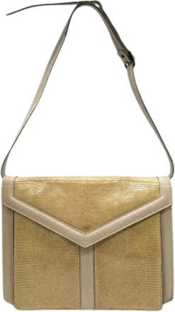 Saint Laurent Pre-owned Shoulder Bags, female, Beige, Size: ONE SIZE Pre-owned Vintage Leather Shoulder Bag
