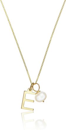 Lily & Roo Solid Gold Initial and Pearl Drop Necklace