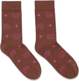 MCM Monogram Knit Socks in Sangria Sunset at Nordstrom, Size Small/medium