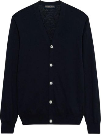 Brooks Brothers V-hals katoen-linnen vest - Heren - Vesten - Blauw - S - Katoen - Truien & Vesten