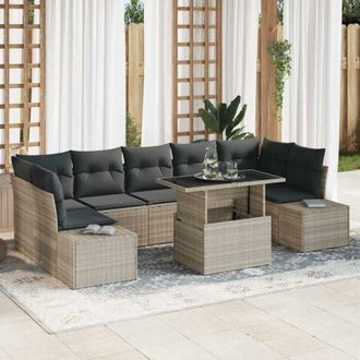 vidaXL Vidaxl - Conjunto De Sof&aacute; De Jard&iacute;n 8 Pcs Gris Claro 100 X 55 X 73 Cm