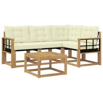vidaXL Conjunto De Sof&aacute;s De Exterior Con Coj&iacute;n 5 Pcs Blanco Y Crema Vidaxl