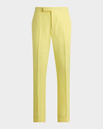 Polo Ralph Lauren Men & apos;s Linen Flat-Front Suit Trousers