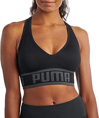 Puma Womens Seamless Sports Bra, Opaque, Black, M