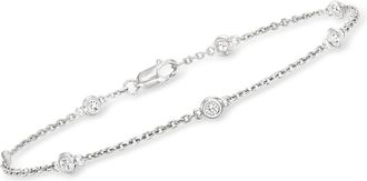 Ross-Simons Bezel-Set Diamond Station Bracelet in Sterling Silver