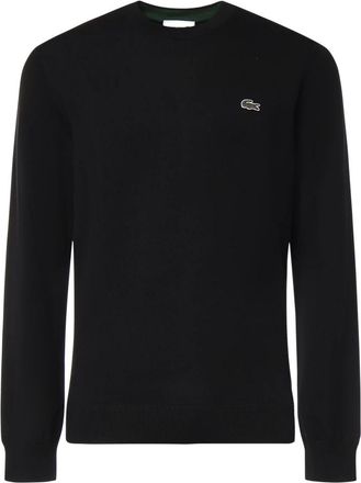 Lacoste Truien & Vesten, Heren, Zwart, L, Katoen, Monochrome Ronde Hals Katoenen Trui