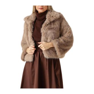 MY ESSENTIAL WARDROBE Jassen, Dames, Beige, M, Polyester, Alexamw Fur Jacket