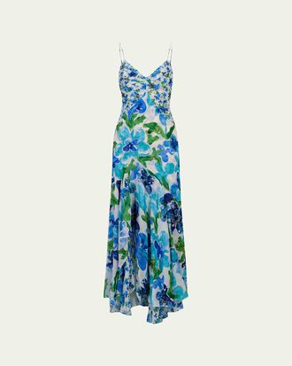 Diane Von F&uuml;rstenberg Eileen Beaded Floral-Print Maxi Dress