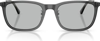 Emporio Armani 56mm Square Sunglasses in Shiny Transparent Grey /Light at Nordstrom