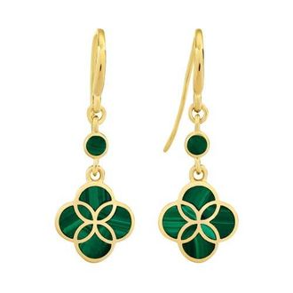 Jan Leslie Petal Gemstone With 18K Gold Overlay Sterling Drop Earring in Green at Nordstrom