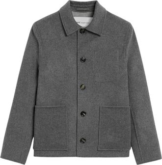 Ami Grey Button-Down Wool-Blend Jacket