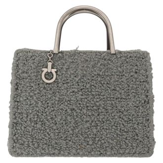 Ferragamo Gancini Handbag Wool Gray Wool Handbag (Pre-Owned)