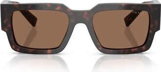 Prada 55mm Rectangular Sunglasses in Root Tortoise /Dark Brown at Nordstrom