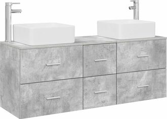 vidaXL Juego De Muebles De Ba&ntilde;o 3 Uds. Gris Hormig&oacute;n 49,5 X 41 X 63 Cm Vidaxl
