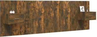 Berkfield Home Classic Bed Headboard with Cabinets Smoked Oak Engineered Wood in Brown