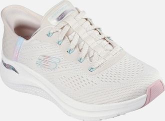 Skechers Womens Skechers Arch Fit 2.0 - Easy Chic Textile Womens Natural/Pink Trainers - Cream - Size: 4